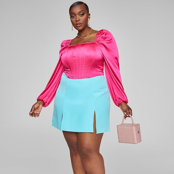 - BNIB Fashion to Figure teal blue suiting skirt, size 4x - Picture 2 of 8